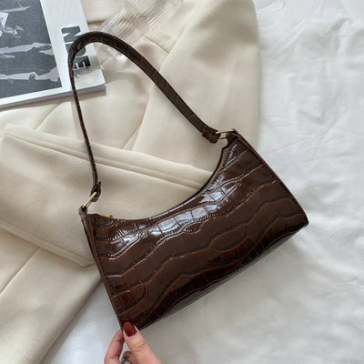 Maisie™ | Shiny shoulder bag with alligator pattern