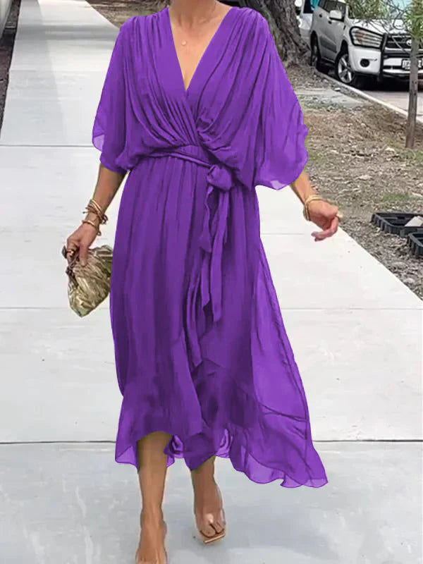 Monica | V-Neck Silk Dress